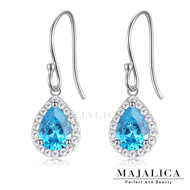 Majalica 水滴 925純銀耳環 璀璨花漾系列 甜美淑女款 三色任選 一對價格 PF8122