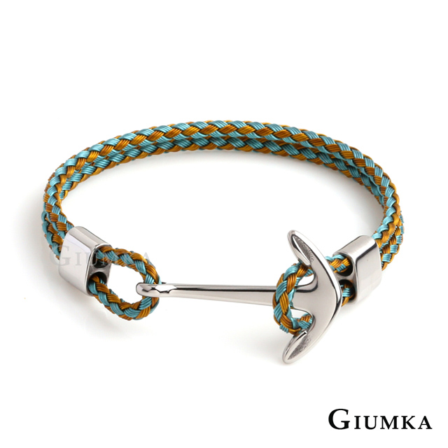 GIUMKA 編織鋼手鍊.船錨造型.白鋼
