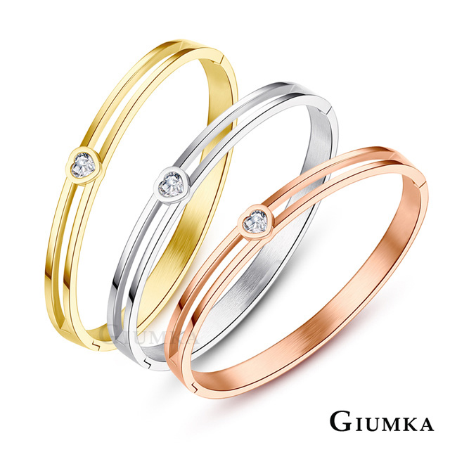 GIUMKA 甜美愛心.手環.情侶.白鋼