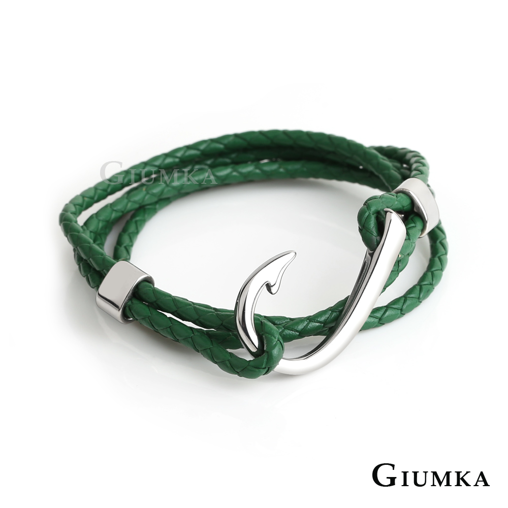 GIUMKA 編織手鍊雙圈皮圓勾造型