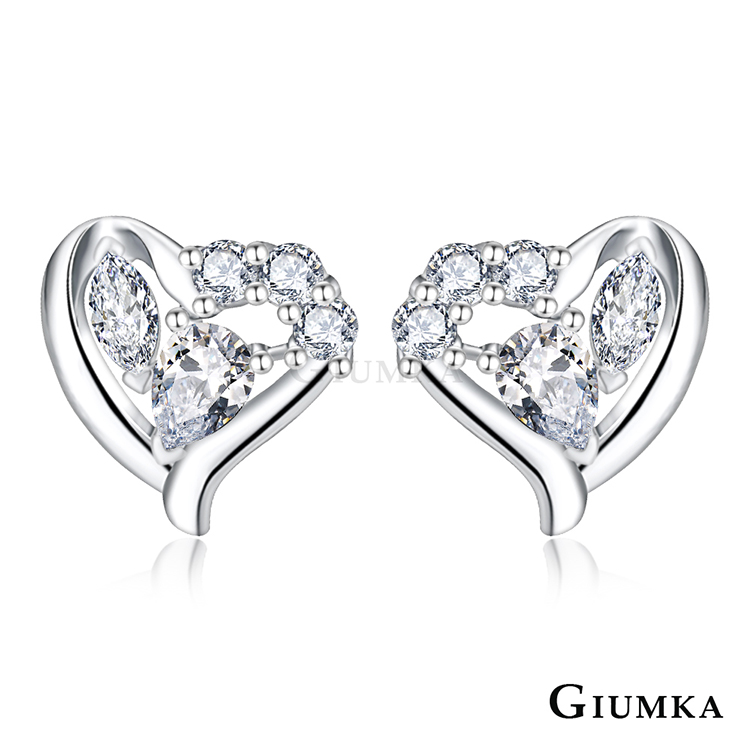 GIUMKA -925純銀耳環-針式-幾何愛心