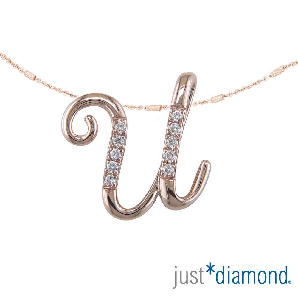 Just Diamond 鎮金店 Love Letter系列 18K玫瑰金 鑽石墜子-U