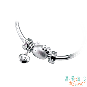 Hello Kitty HelloKitty 愛的小吊牌Kitty純銀/白鋼串珠手鍊