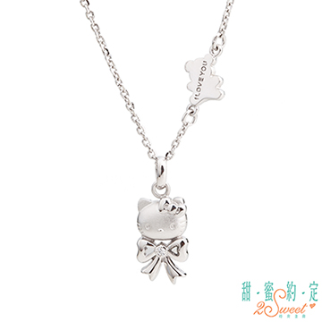2sweet 甜蜜約定 HelloKitty 甜美法式kitty純銀墜子 送白鋼項鍊