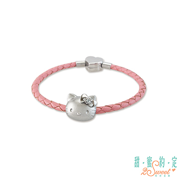 2sweet 甜蜜約定 HelloKitty 喜歡妳KITTY純銀/皮革手鍊-粉
