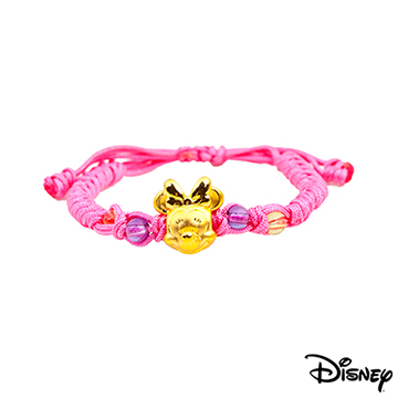 Disney 迪士尼 金飾 夢想美妮黃金中國繩手鍊-活力桃