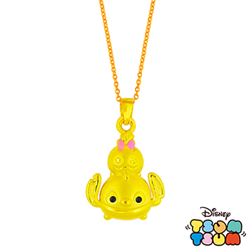 Disney 迪士尼 TSUM TSUM系列金飾-黃金墜子-史迪奇+醜頭款 送玫瑰鋼項鍊