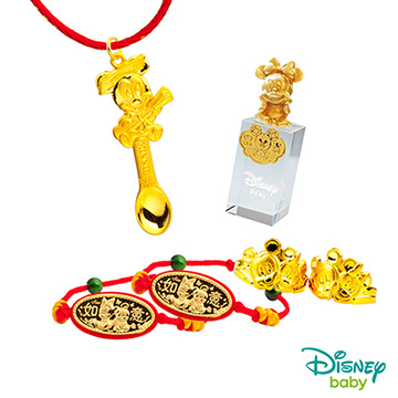 Disney 迪士尼 系列金飾 彌月金飾印章套組木盒-榜首美妮款-美妮造型印章 0.75錢