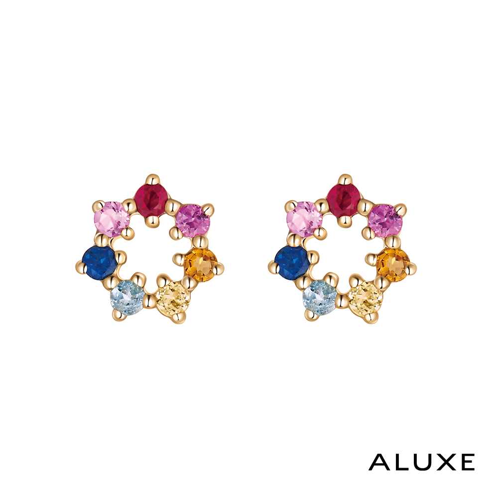 ALUXE 亞立詩 10K金 寶石耳環 繽紛彩色 EE0127