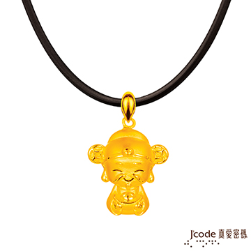 Jcode 真愛密碼 Jcode 小萌佛-財神黃金墜子-立體硬金款 送項鍊