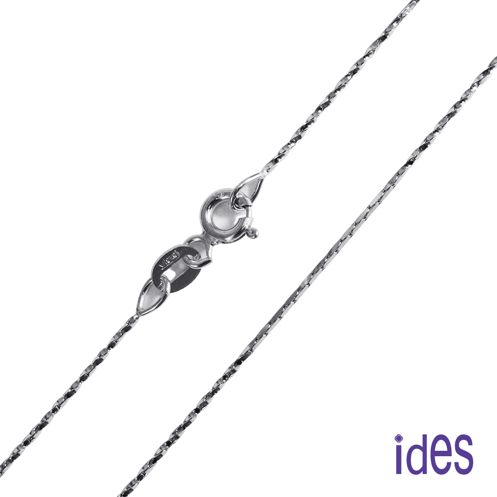 ides 愛蒂思 義大利14K白金項鍊16吋扭亮片鍊