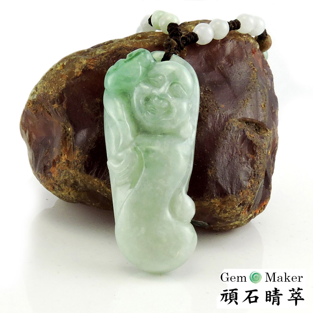 GemMaker 頑石睛萃 如意歡喜佛天然A貨翡翠項鍊