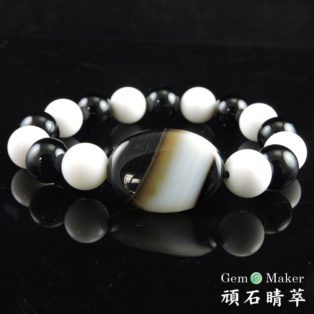 GemMaker 頑石睛萃 黑白玉髓手珠