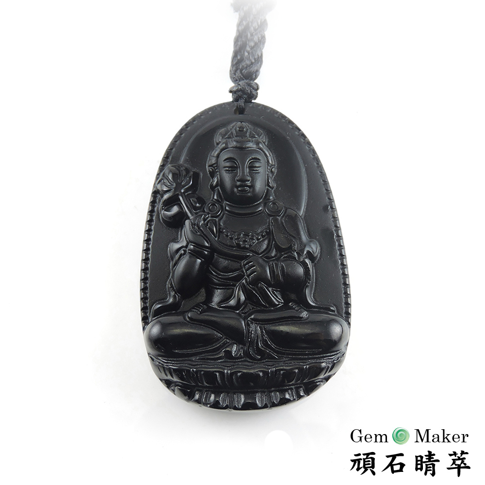 GemMaker 頑石睛萃 十二生肖八大守護神黑曜項鍊 馬 大勢至菩薩