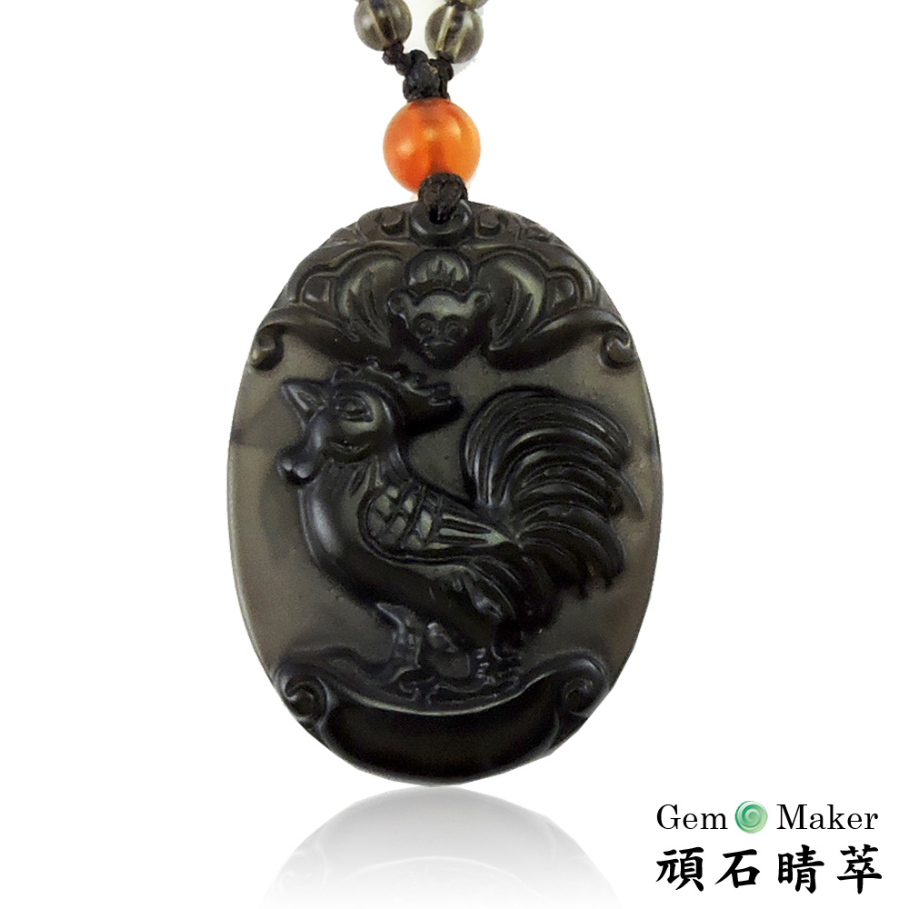 GemMaker 頑石睛萃 開運冰彩黑曜項鍊(雞)