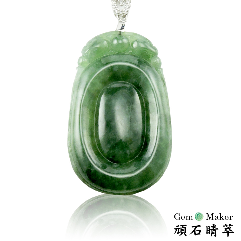 GemMaker 頑石睛萃 萬事如意青種天然A貨翡翠項鍊(966)