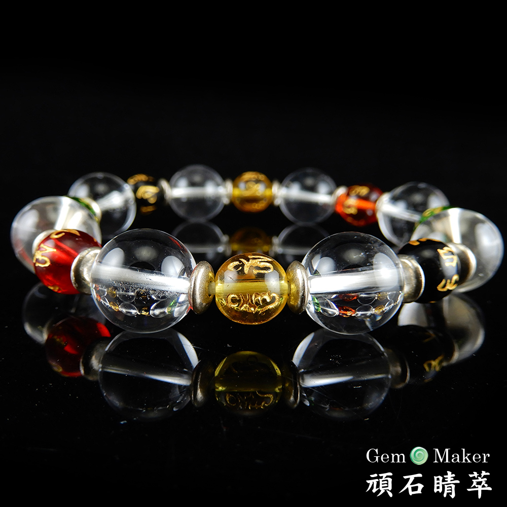 GemMaker 頑石睛萃 六字箴言白水晶手珠12mm -買就送品牌手珠一條(送完為止)