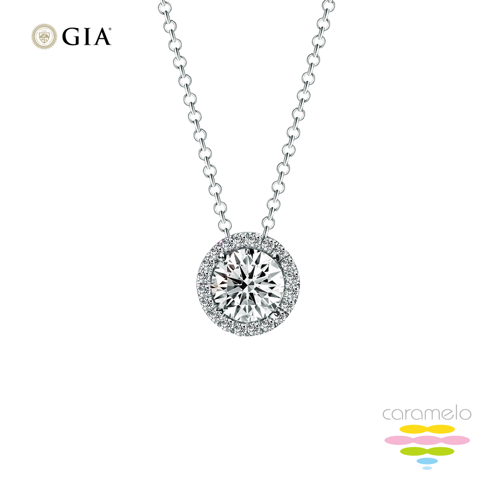 Caramelo 彩糖鑽工坊 GIA 鑽石 1克拉 F成色 14K 鑽石項鍊 (頂級北極光車工+3EX+八心八箭)