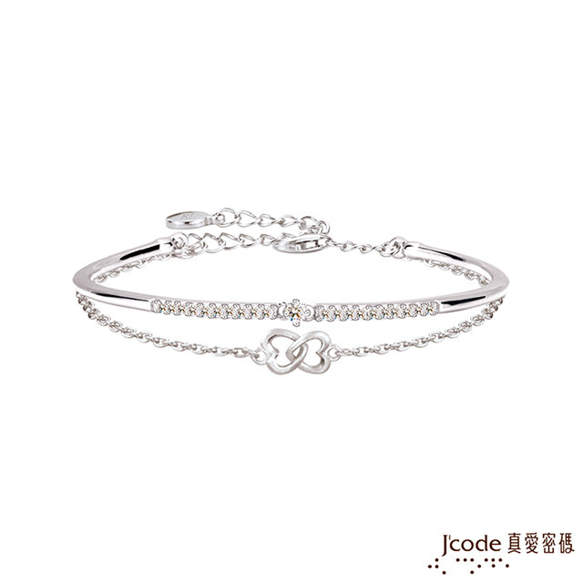 Jcode 真愛密碼 Jcode 心扣心純銀手環-雙鍊款