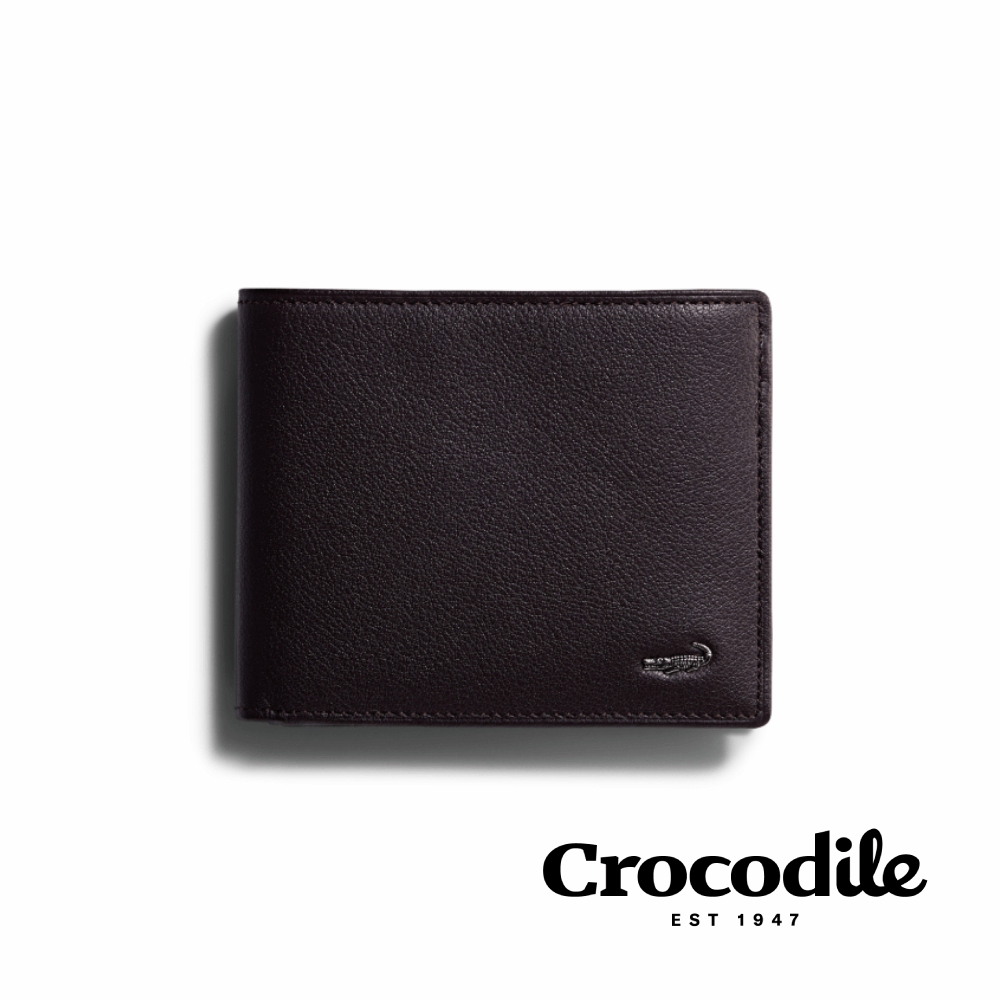 Crocodile 鱷魚牌 鱷魚皮夾 自然摔紋真皮 入門基本款 9卡上翻拉鍊皮夾 0203-1104-黑咖兩色