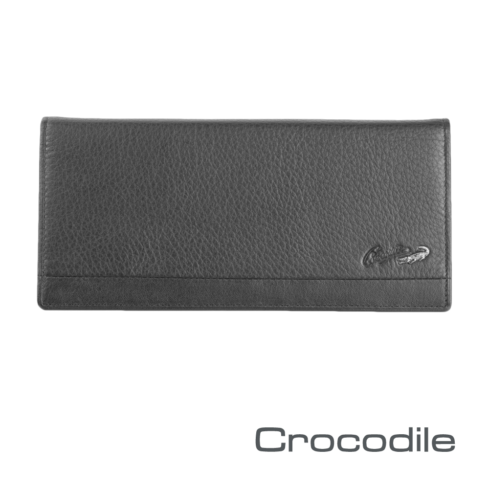 Crocodile 鱷魚牌 鱷魚皮件 真皮皮夾 Classic經典系列 荔紋軟皮 13卡 拉鍊長夾-0103-3351-黑咖兩色
