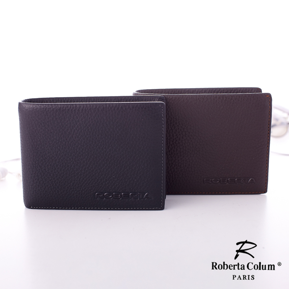 Roberta Colum 法國荔枝紋軟牛皮實用3層式鈔票夾短夾