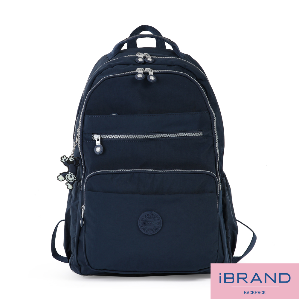iBrand 後背包 經典百搭超輕盈多口袋後背包(大)-深海藍