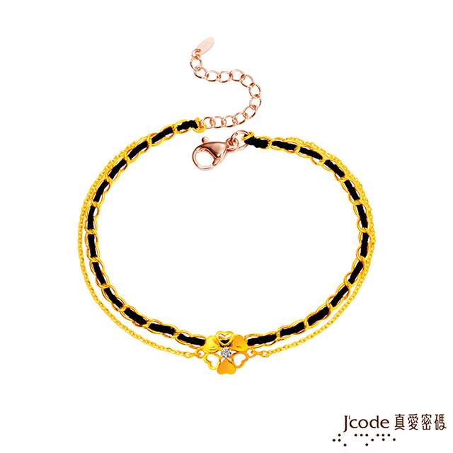 Jcode 真愛密碼 Jcode 真愛-朵兒黃金小香編織手鍊-雙鍊款