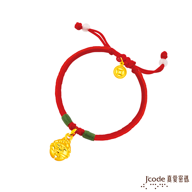 Jcode 真愛密碼 Jcode 大甲媽好鈴驗關公黃金編織手鍊-立體硬金款