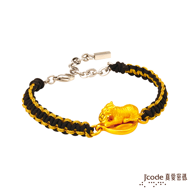 Jcode 真愛密碼 Jcode金飾 咬財入庫咬錢虎-古錢硬金編織男手鍊