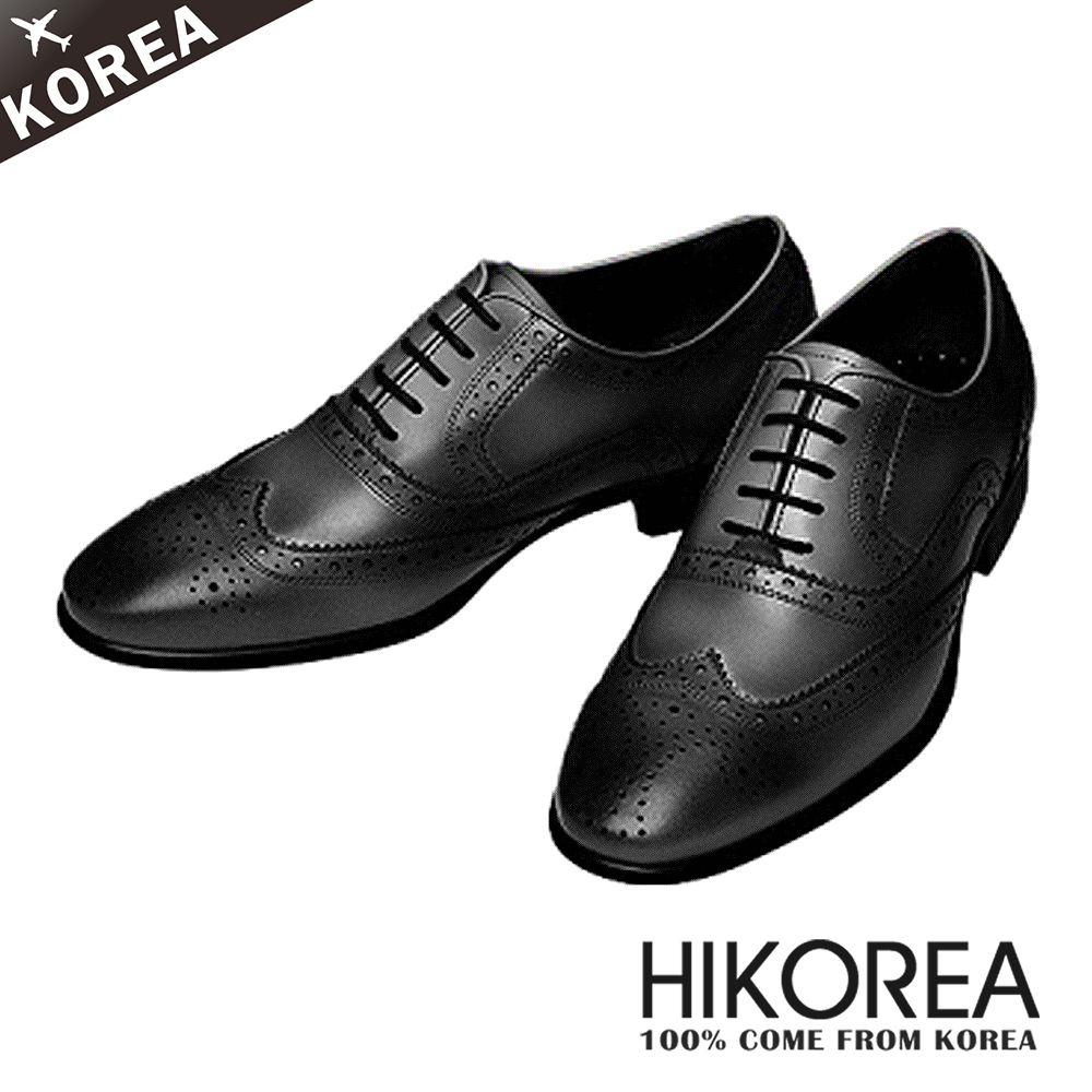 HIKOREA 【韓國皮鞋】正韓空運/韓國皮鞋韓國男款超輕量雕花尖頭皮鞋上班鞋紳士鞋學生鞋(73-90黑/現+預)