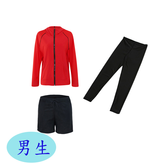 Biki 比基尼妮 夏光情侶泳衣三件組沖浪水母衣(男M-2L)