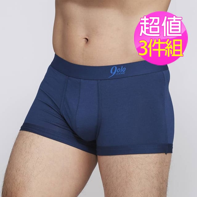 梁衫伯 莫代爾合身平口男內褲-3件組(顏色隨機)
