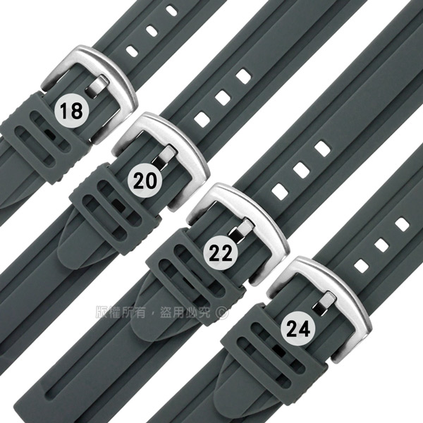 Watchband / 各品牌通用 舒適耐用 輕便 運動型 加厚矽膠錶帶 灰色 804-13-GY