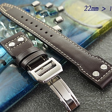 全新 高級軍錶專用摺疊扣雙釘錶帶 ( 22mm) 適用 IWC.各式錶款 buc