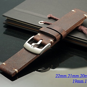 軍錶.運動錶- 手工限量仿舊瘋馬皮款錶帶 ( 22mm.21mm.20mm.19mm18mm )