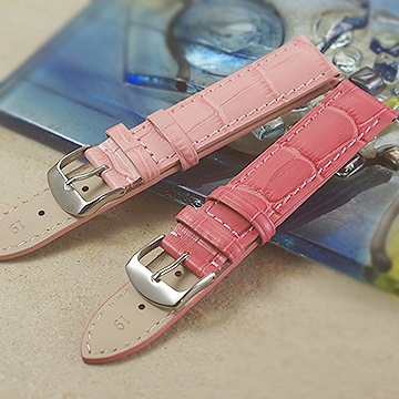 進口高級錶帶 通用型鱷魚皮紋粉色系 ( 22mm.21mm.20mm.19mm.18mm.17mm)