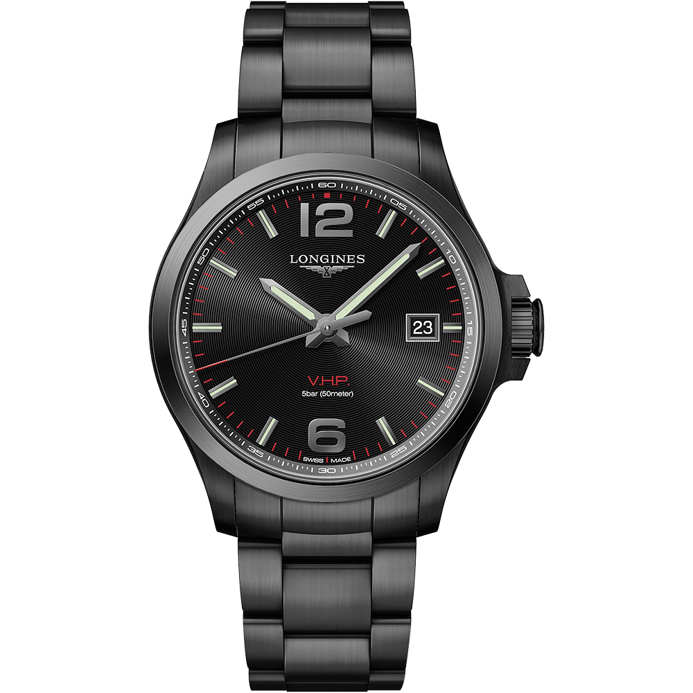 LONGINES 浪琴 征服者系列V.H.P.萬年曆手錶-鍍黑/43mm L37262566