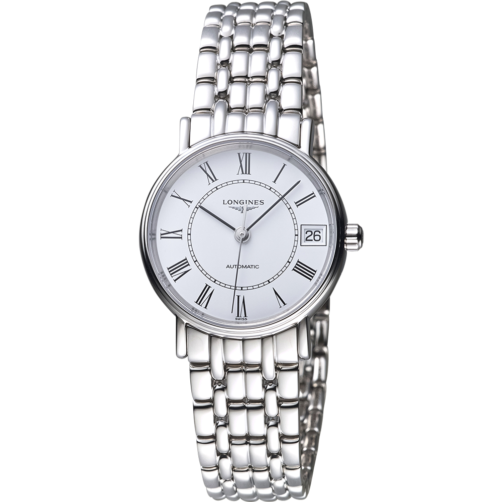 LONGINES Presence 經典羅馬機械女錶-白/30mm L43224116 - PChome 24h購物