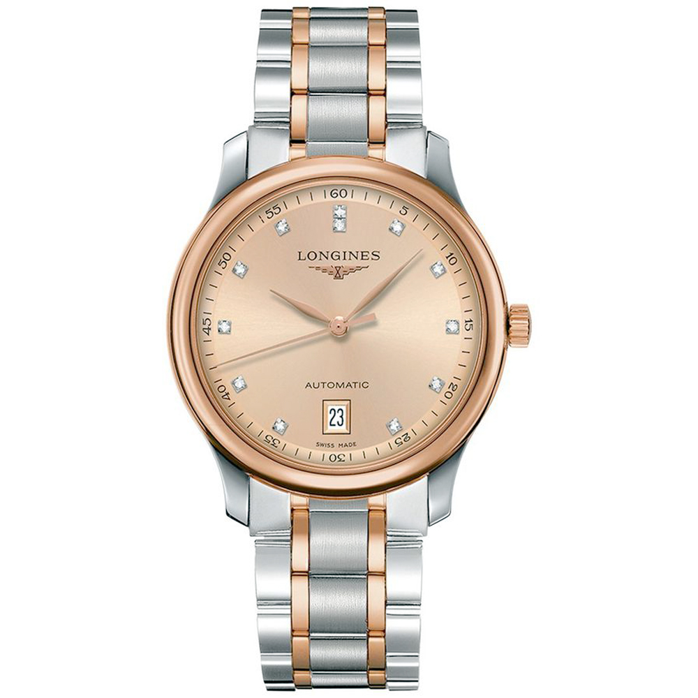LONGINES 浪琴 Master 巨擘真鑽機械腕錶-玫塊金x雙色/38mm L2.628.5.99.7