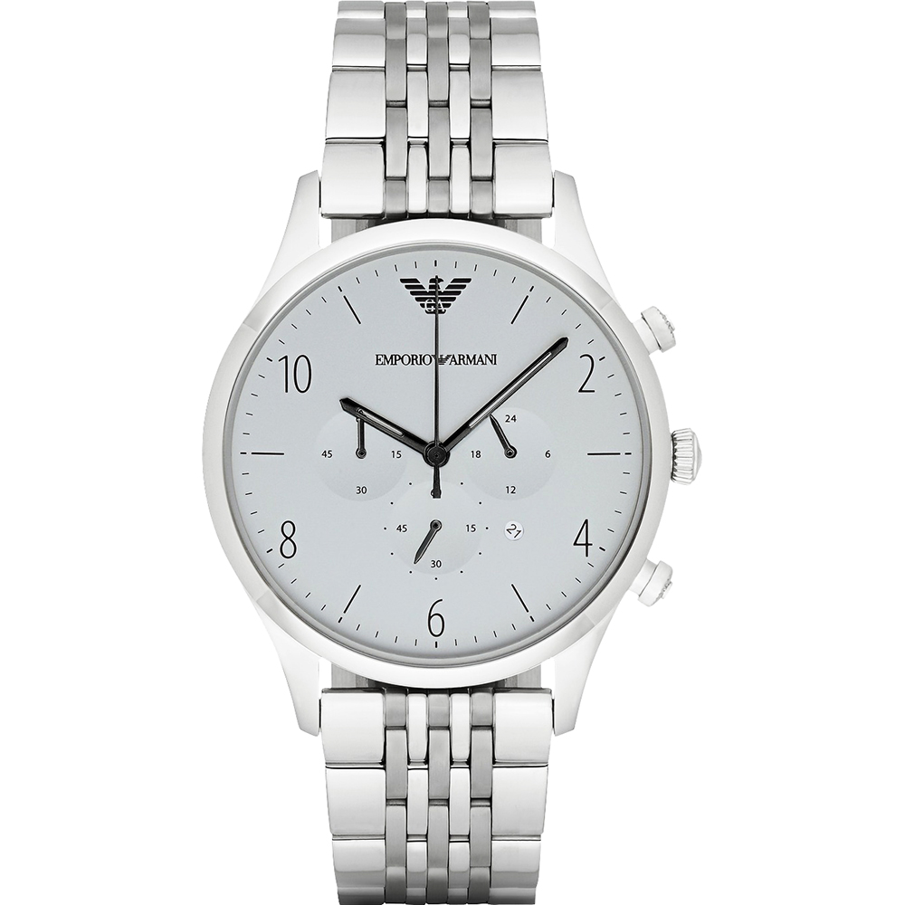EMPORIO ARMANI Classic 紳士復刻經典計時手錶-灰x銀/43mm(AR1879)