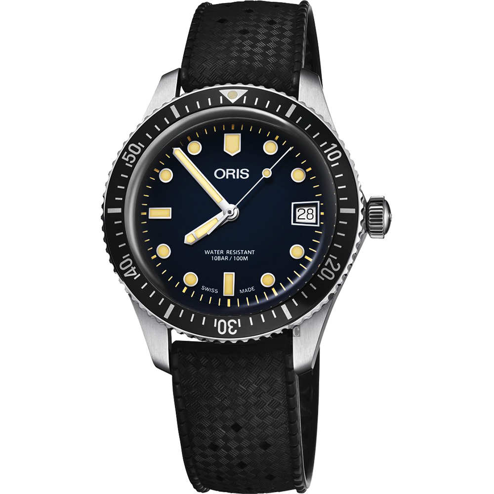 ORIS 豪利時 Divers Sixty-Five 潛水機械女錶-藍x黑錶帶/36mm 0173377474055-0741718