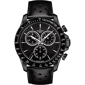TISSOT 天梭 官方授權 V8系列三眼計時手錶 百貨周年慶-黑/42.5mm T1064173605100