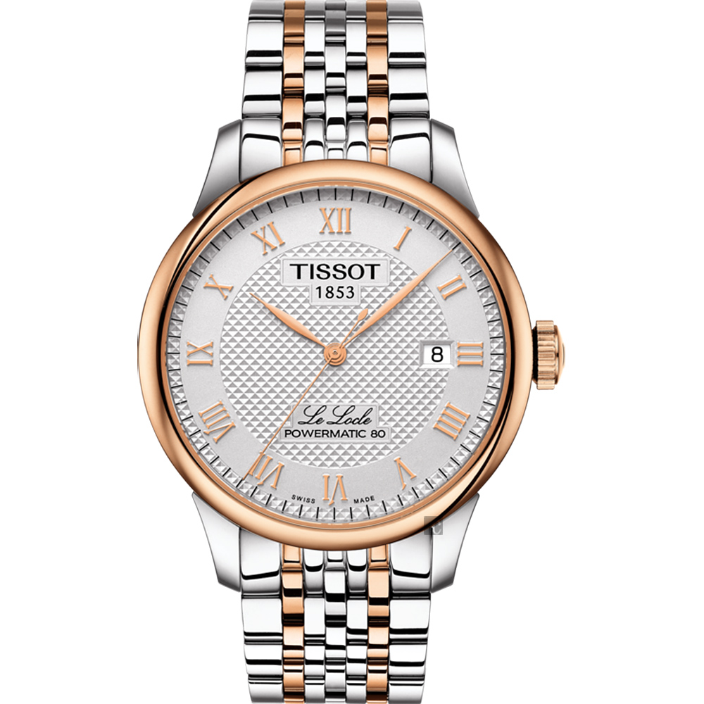 TISSOT 天梭 官方授權 Le Locle 80小時動力儲存機械錶 百貨周年慶-銀x雙色/39mm T0064072203300