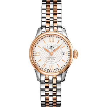 TISSOT 天梭 Le Locle 力洛克羅馬機械女錶-銀x雙色/26mm T41218333
