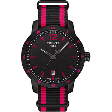 TISSOT 天梭 官方授權 QUICKSTER NATO 活力運動手錶 百貨周年慶-黑x桃紅/40mm T0954103705701