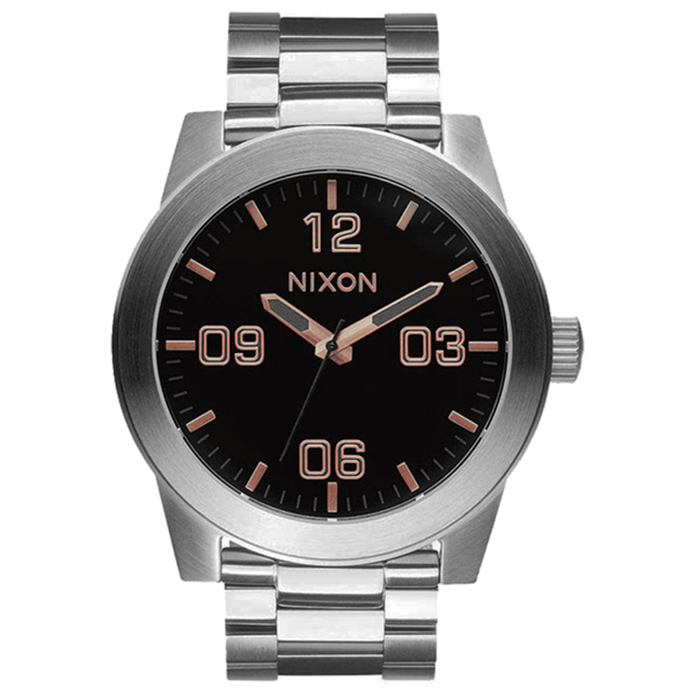 NIXON The CORPORAL SS 曠野風潮時尚運動腕錶-玫瑰金x黑x銀