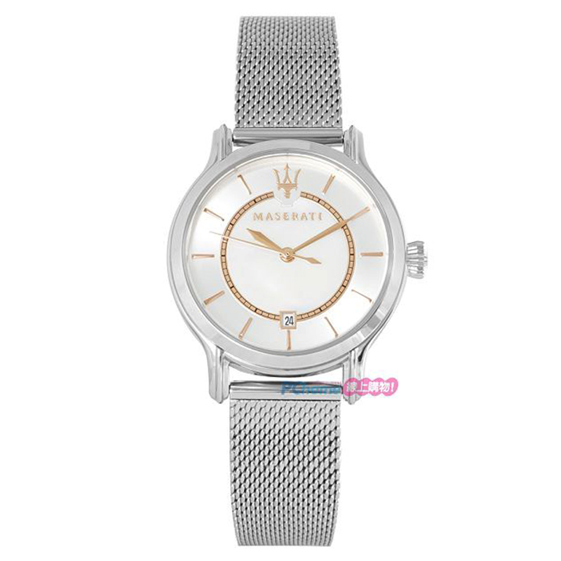 MASERATI 瑪莎拉蒂 Epoca系列 日期顯示 R8853118509 米蘭錶帶女錶 白/銀 33mm