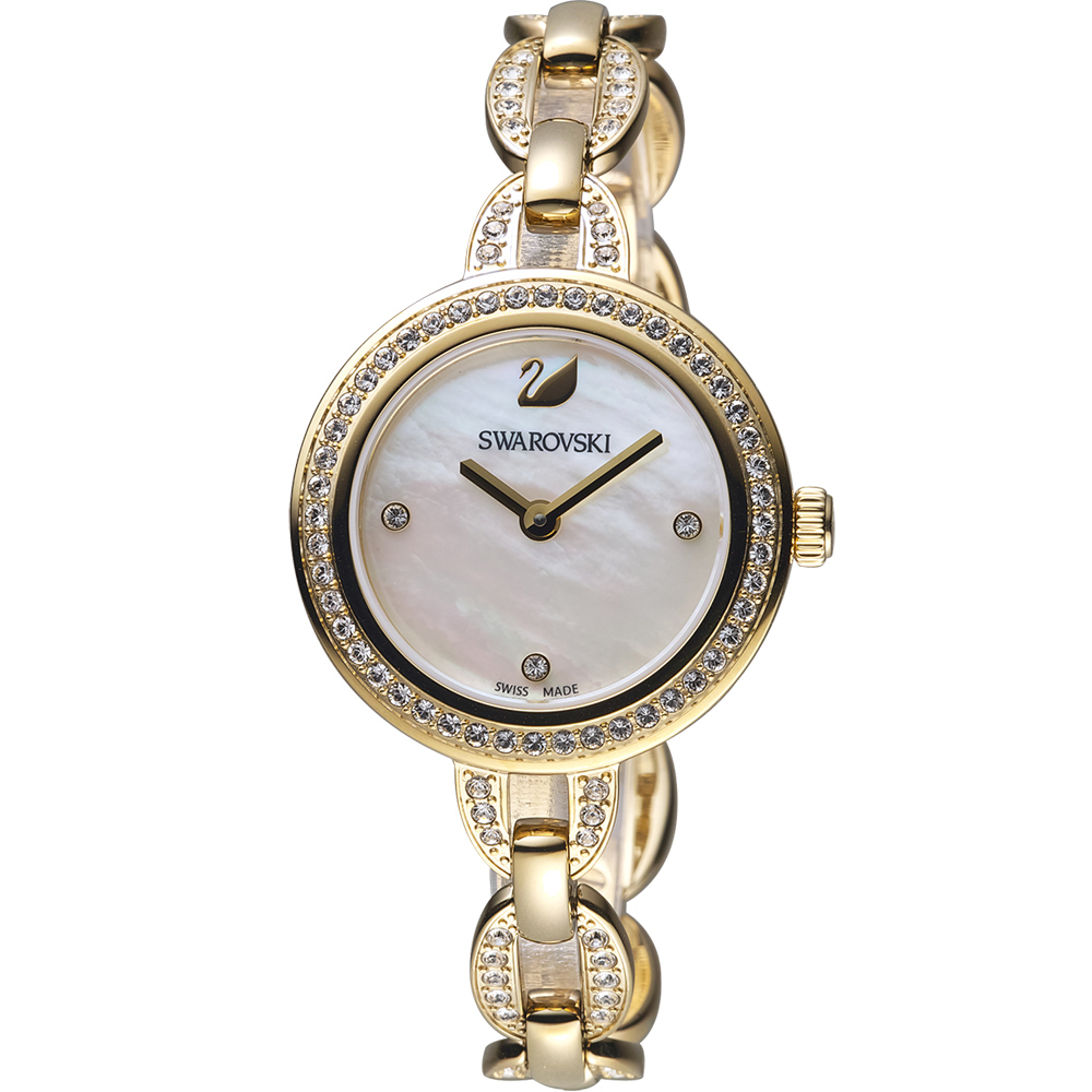 SWAROVSKI 施華洛世奇 璀璨光輝鍊式腕錶-金色 5253335