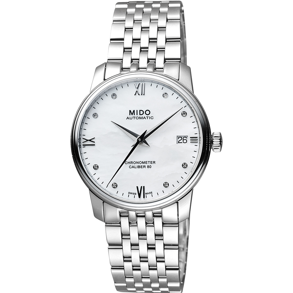 MIDO 美度 官方授權 永恆系列80小時天文台真鑽矽游絲機械女錶 百貨周年慶-34mm M0272081101600
